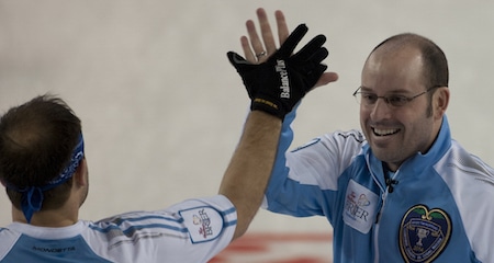 Jean-Michel Ménard, right, and his younger brother Philippe are headed back to the Tim Hortons Brier, near their hometown of Gatineau, Que. (Photo, Curling Canada/Michael Burns)